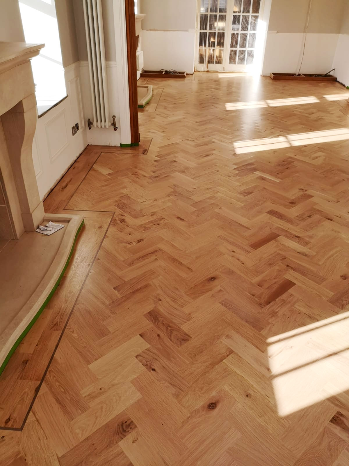 New oak parquet flooring